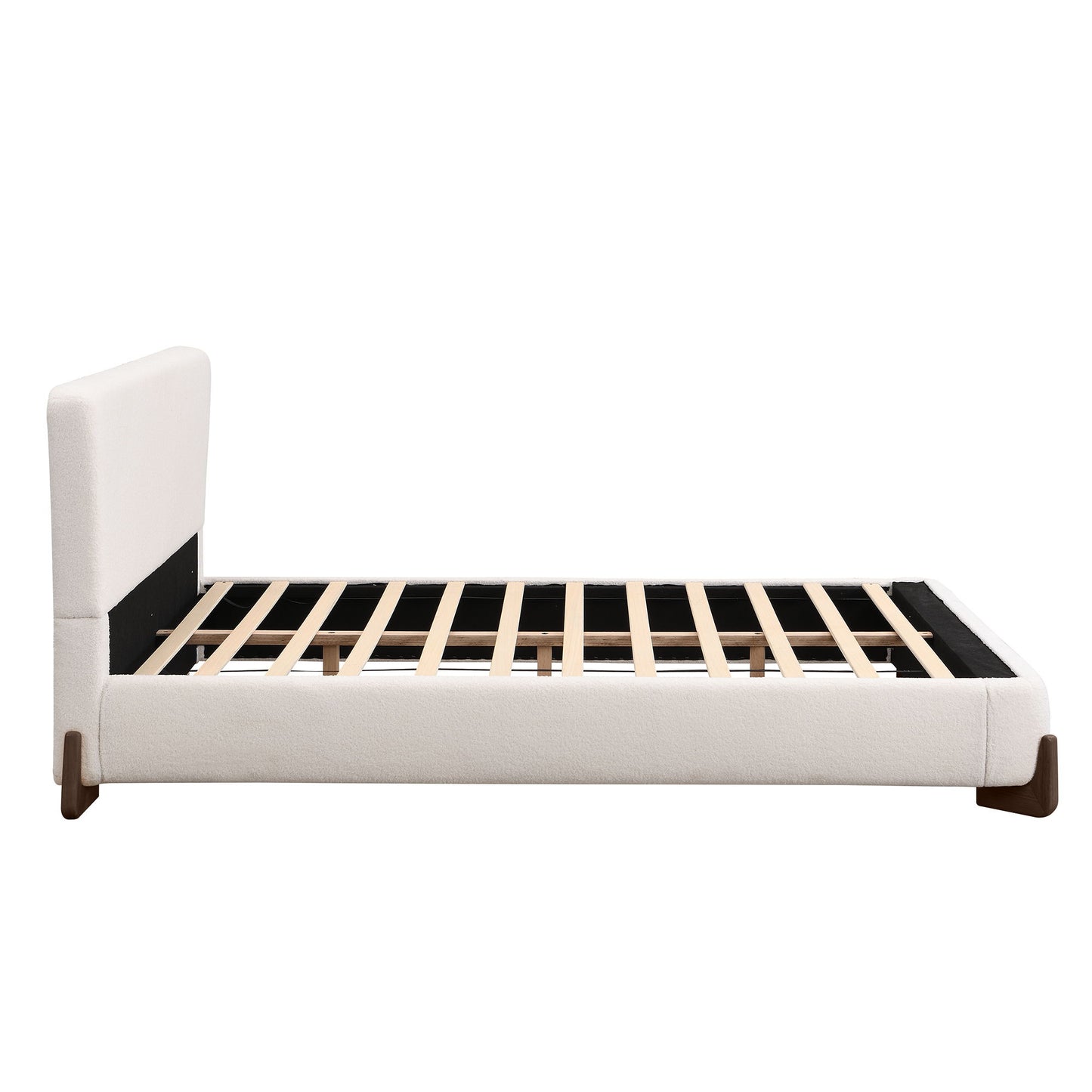 Queen Size Elegant Terry Upholstered Bed - White - The Sleep Loft - Online Mattress Showroom NYC