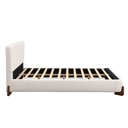 Queen Size Elegant Terry Upholstered Bed - White - The Sleep Loft - Online Mattress Showroom NYC