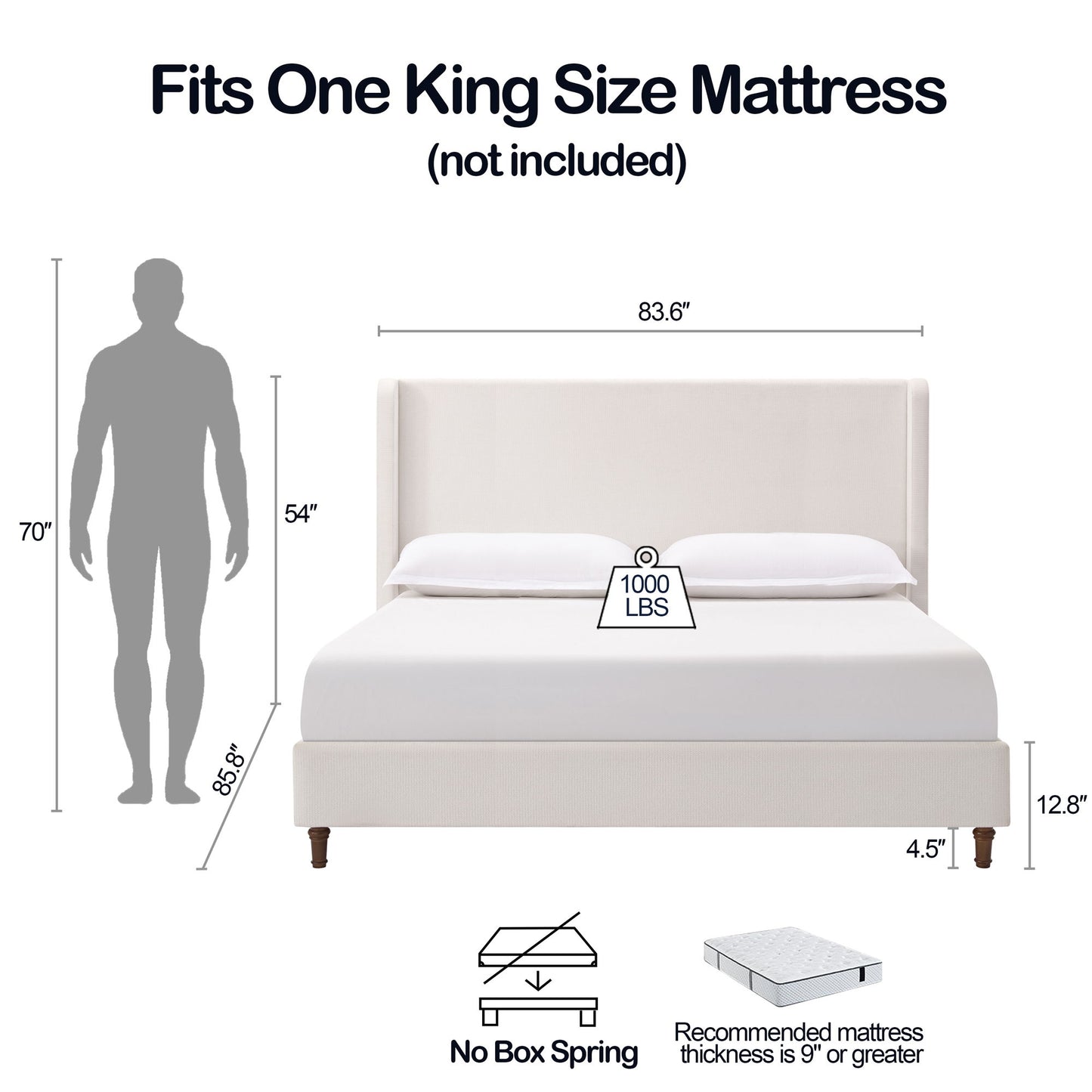 Harper - Tall Headboard Upholstered Bed / High Headboard / Elegant Simplicity / No Box Spring Needed - The Sleep Loft - Online Mattress Showroom NYC