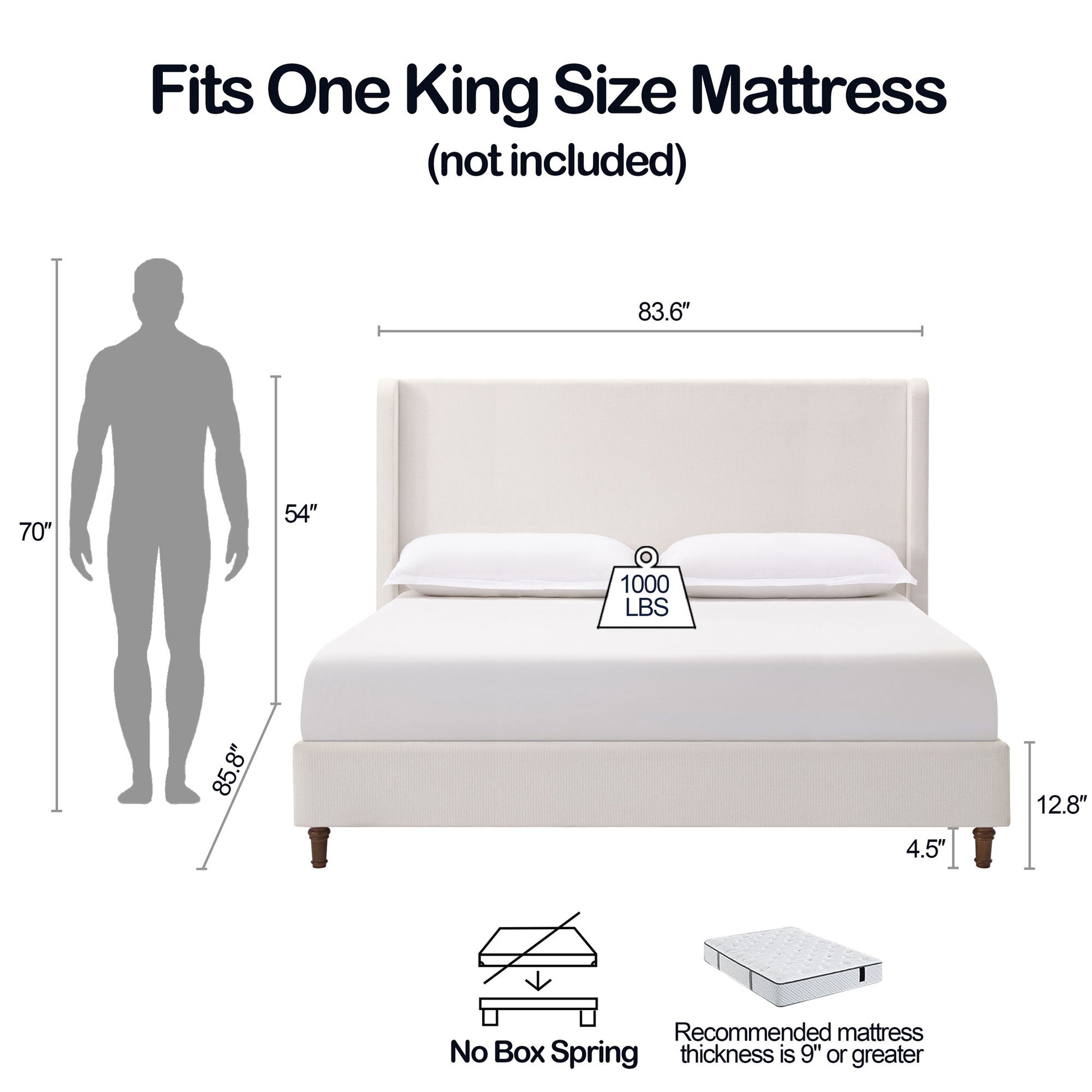 Harper - Tall Headboard Upholstered Bed / High Headboard / Elegant Simplicity / No Box Spring Needed - The Sleep Loft - Online Mattress Showroom NYC