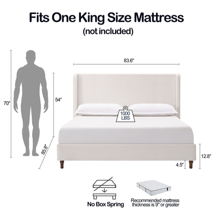 Harper - Tall Headboard Upholstered Bed / High Headboard / Elegant Simplicity / No Box Spring Needed - The Sleep Loft - Online Mattress Showroom NYC