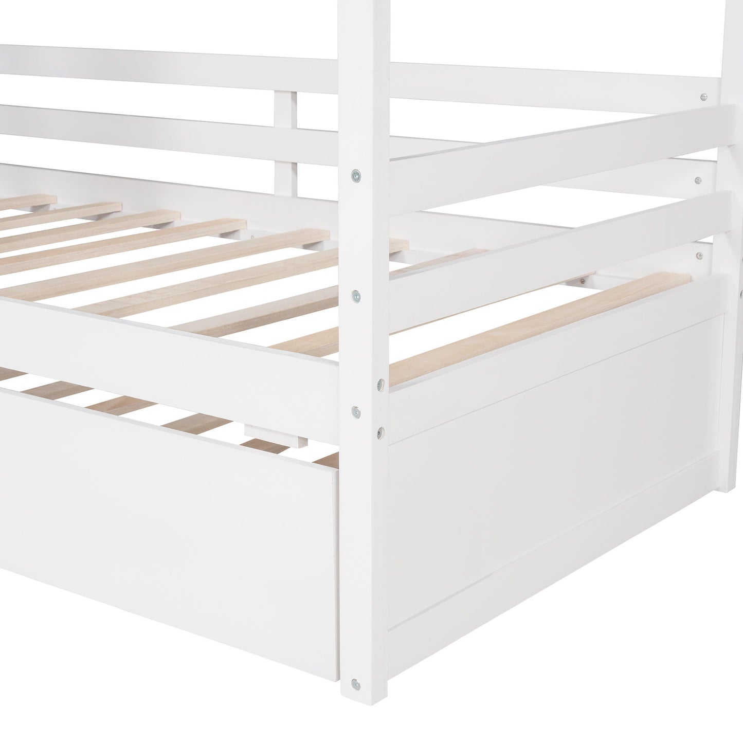 Twin Size Classic House Bed With Twin Size Trundle - White - The Sleep Loft - Online Mattress Showroom NYC