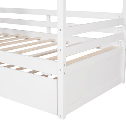 Twin Size Classic House Bed With Twin Size Trundle - White - The Sleep Loft - Online Mattress Showroom NYC