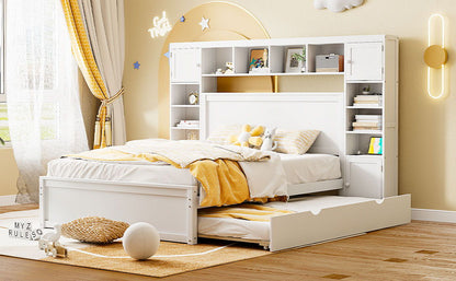 Bed With All In One Cabinet, Shelf And Sockets, Twin Long Trundle - The Sleep Loft - Online Mattress Showroom NYC
