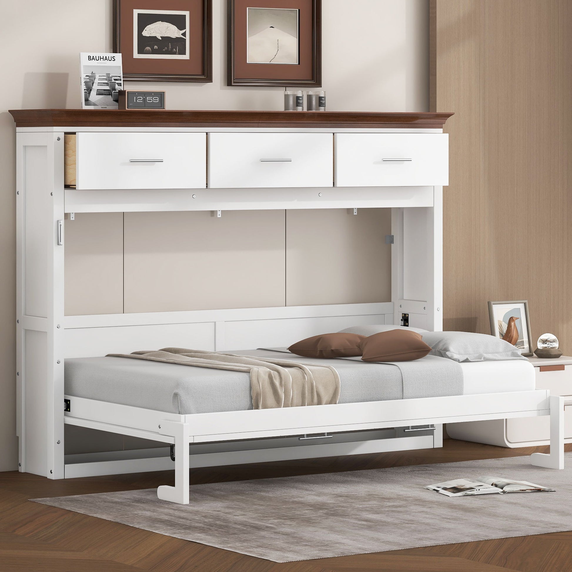 Twin Size Murphy Bed With 3 Drawers - White - The Sleep Loft - Online Mattress Showroom NYC