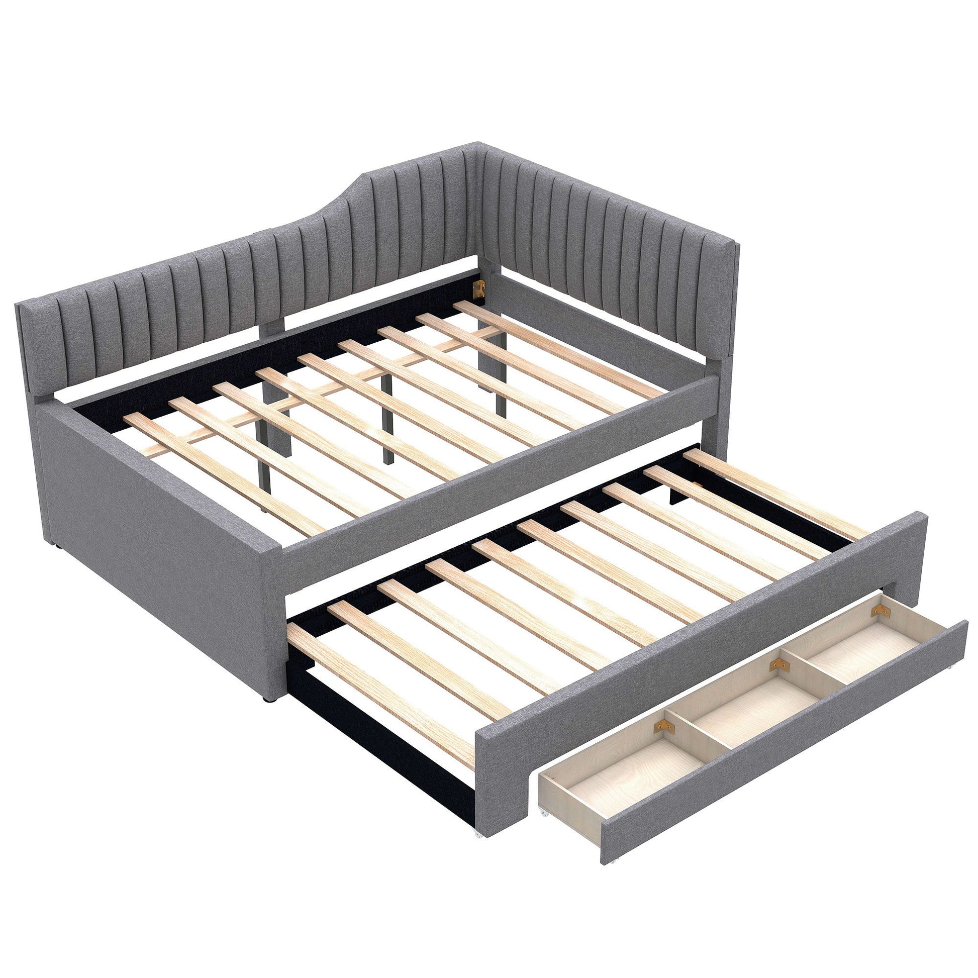 Upholstered Daybed With Trundle And 3 Drawers - The Sleep Loft - Online Mattress Showroom NYC
