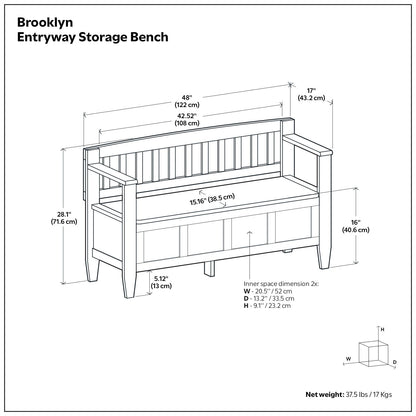 Brooklyn - Handcrafted Entryway Storage Bench - The Sleep Loft - Online Mattress Showroom NYC