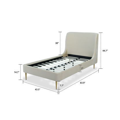 Mid-Century Modern Upholstered Bed With Curved Headboard - The Sleep Loft - Online Mattress Showroom NYC