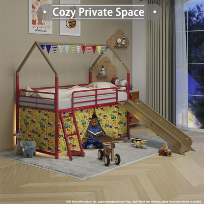 Jack - House Loft Bed With Slide And Curtain Set - The Sleep Loft - Online Mattress Showroom NYC