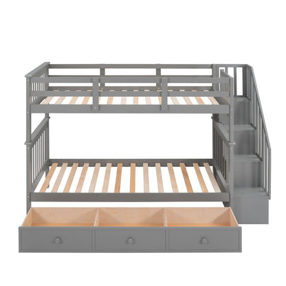 Stairway Bunk Bed With Storage And Guard Rail For Bedroom - The Sleep Loft - Online Mattress Showroom NYC