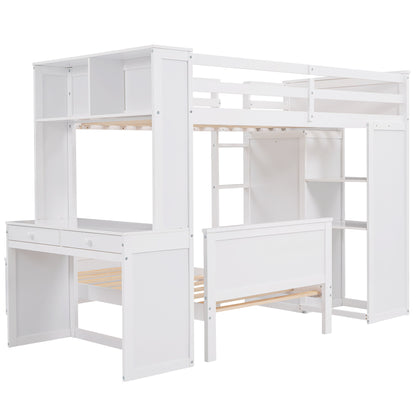 Loft Bed With A Stand Alone Bed, Shelves, Desk, And Wardrobe - The Sleep Loft - Online Mattress Showroom NYC