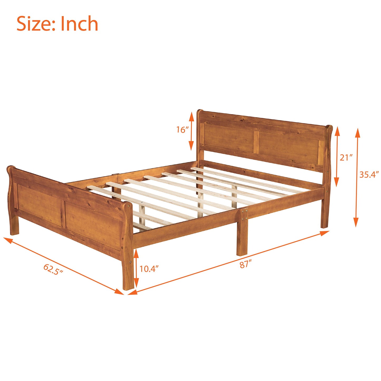 Platform Bed Frame Mattress Foundation Sleigh Bed With Headboard / Footboard / Wood Slat Suppor - The Sleep Loft - Online Mattress Showroom NYC