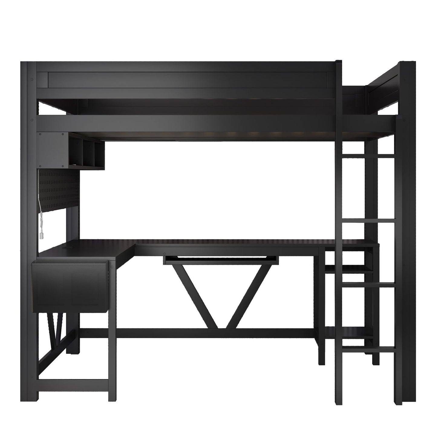 Gaming Loft Bed With Desk, Storage Shelves, LED And Charging Station - The Sleep Loft - Online Mattress Showroom NYC