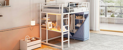 Loft Bed With Desk, Shelves, Power Outlet, LED Light And Wardrobe - The Sleep Loft - Online Mattress Showroom NYC