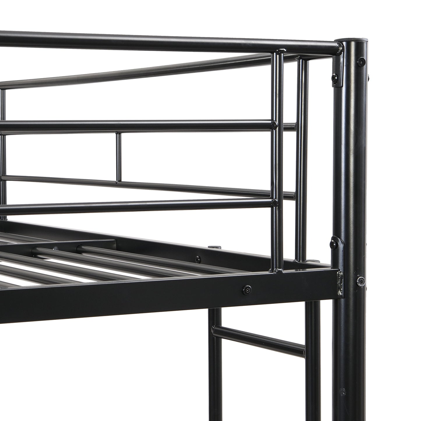 Full Over Full Modern Metal Bunk Bed With Trundle - Black - The Sleep Loft - Online Mattress Showroom NYC