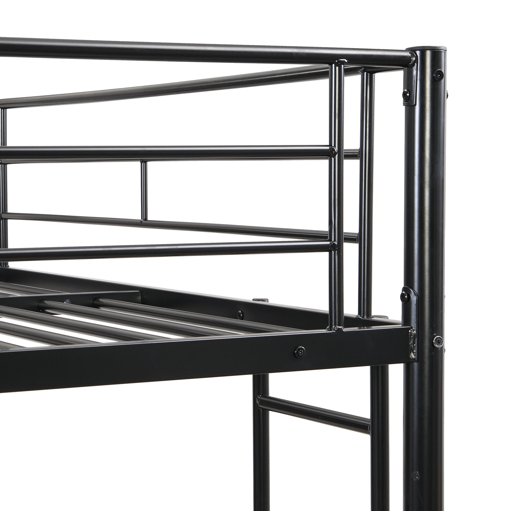 Full Over Full Modern Metal Bunk Bed With Trundle - Black - The Sleep Loft - Online Mattress Showroom NYC