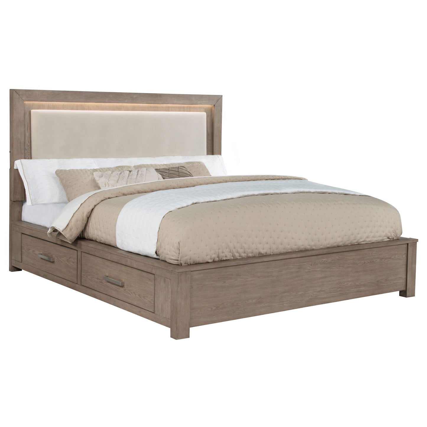 Gibbons - LED Storage Bed With Upholstered Headboard - The Sleep Loft - Online Mattress Showroom NYC