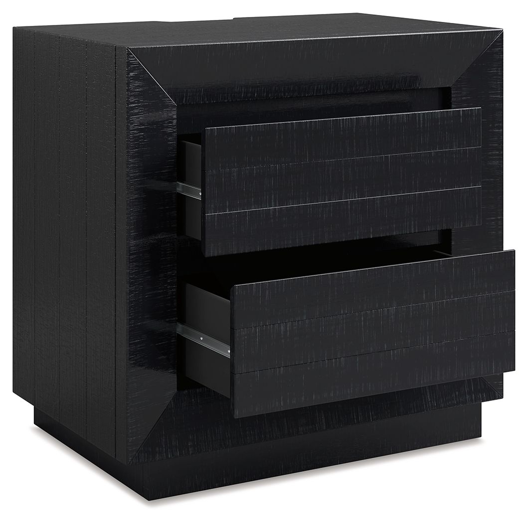 Londer - Two Drawer Night Stand - Black - The Sleep Loft - Online Mattress Showroom NYC