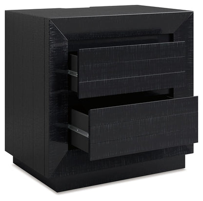 Londer - Two Drawer Night Stand - Black - The Sleep Loft - Online Mattress Showroom NYC