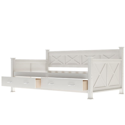 Modern Daybed With 2 Large Drawers, X Shaped Frame - The Sleep Loft - Online Mattress Showroom NYC