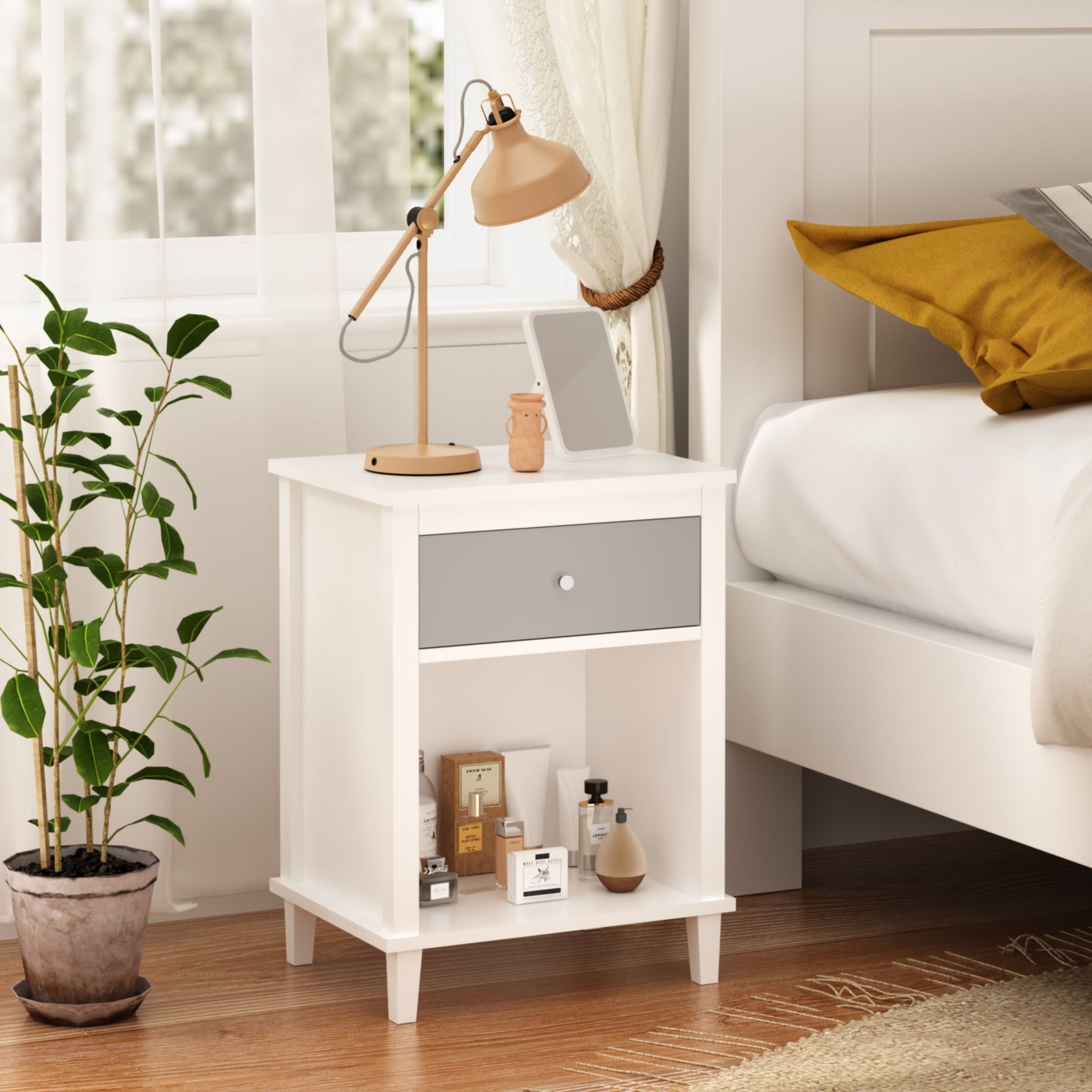 Nightstand With 1 Drawer 1 Shelf - The Sleep Loft - Online Mattress Showroom NYC