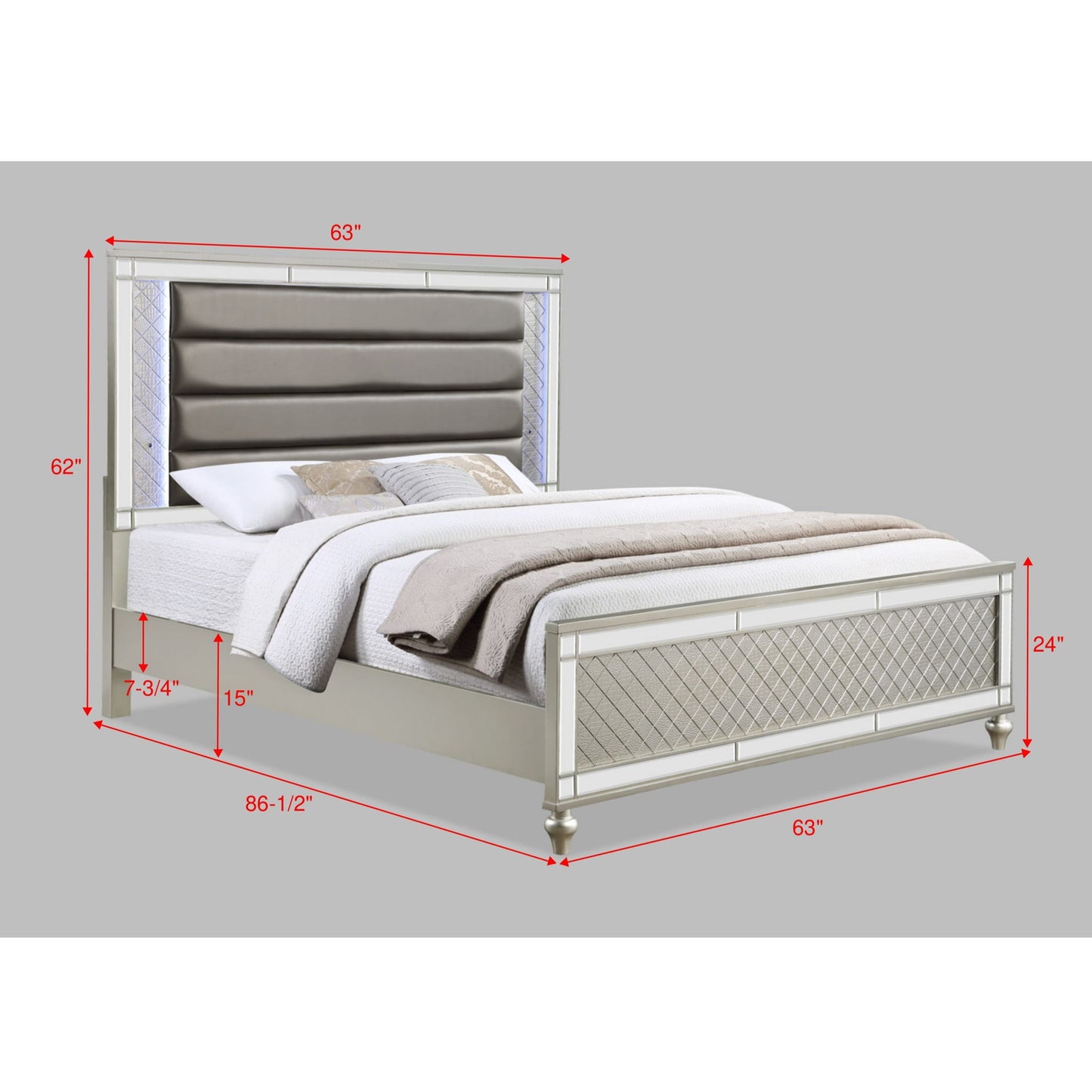 Modern Panel Bed Wit Tufted Design And Integrated LED Lighting - The Sleep Loft - Online Mattress Showroom NYC
