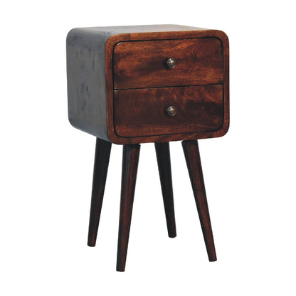 Mini Curved Nightstand - Walnut - The Sleep Loft - Online Mattress Showroom NYC