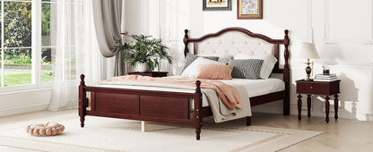 Pine Wooden Bed With Upholstered Headboard And Panel Footboard, With Two Bed Rail Support Feet And Central Platform Support Feet - The Sleep Loft - Online Mattress Showroom NYC
