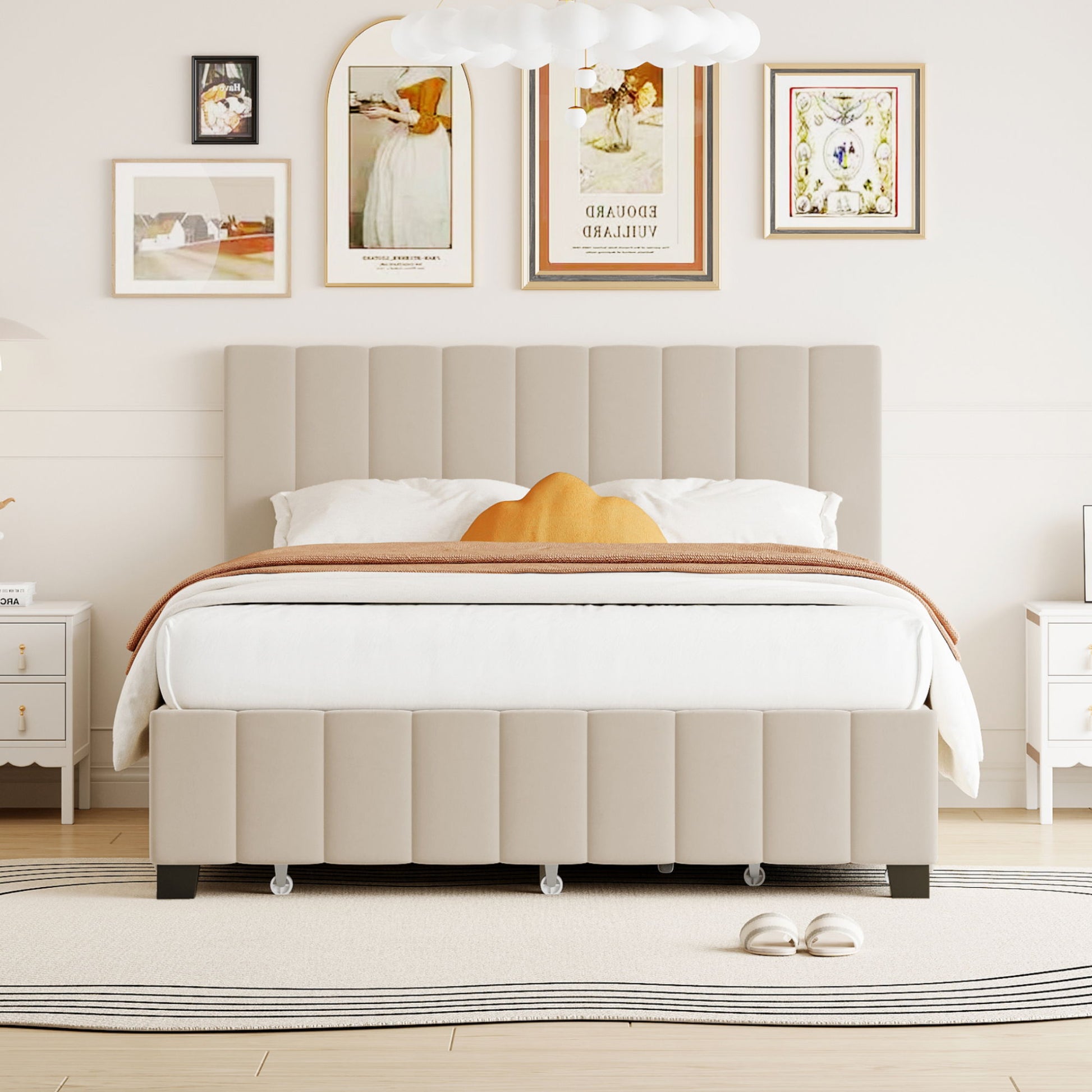 Platform UpholsteredBed With 2 Drawers And Twin Long Trundle - The Sleep Loft - Online Mattress Showroom NYC