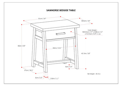 Sawhorse - Handcrafted Bedside Table - The Sleep Loft - Online Mattress Showroom NYC