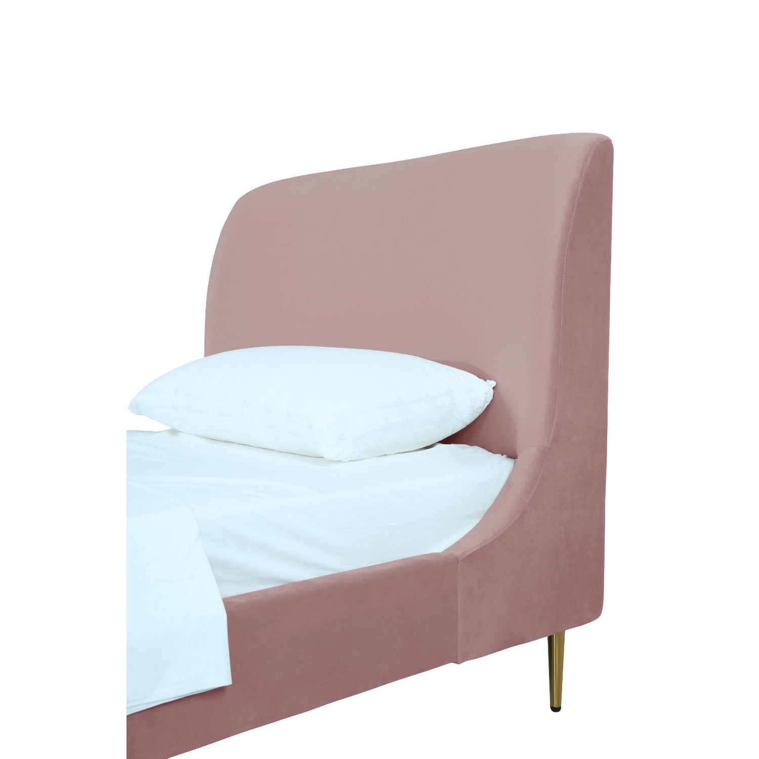 Mid-Century Modern Upholstered Bed With Curved Headboard - The Sleep Loft - Online Mattress Showroom NYC