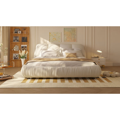 Luxury Upholstered Platform Bed With Oversized Padded Backrest And Solid Wood Frame - The Sleep Loft - Online Mattress Showroom NYC