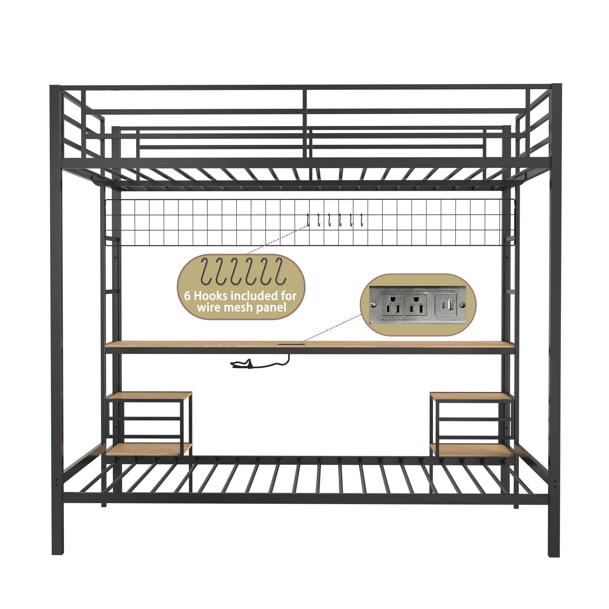 Ethan - Bunk Bed With Desk, Charging Station, Storage Shelves - The Sleep Loft - Online Mattress Showroom NYC