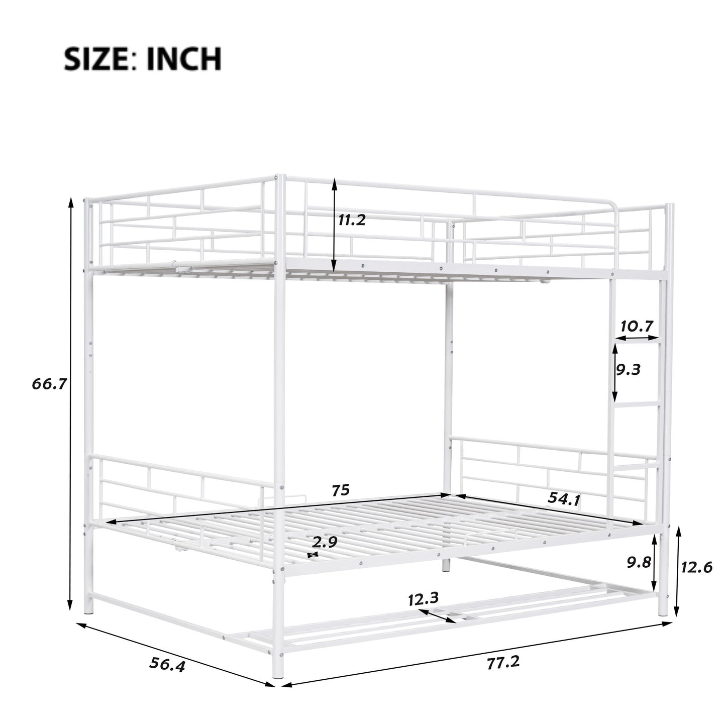 Metal Bunk Bed With Shelf And Guardrails - The Sleep Loft - Online Mattress Showroom NYC
