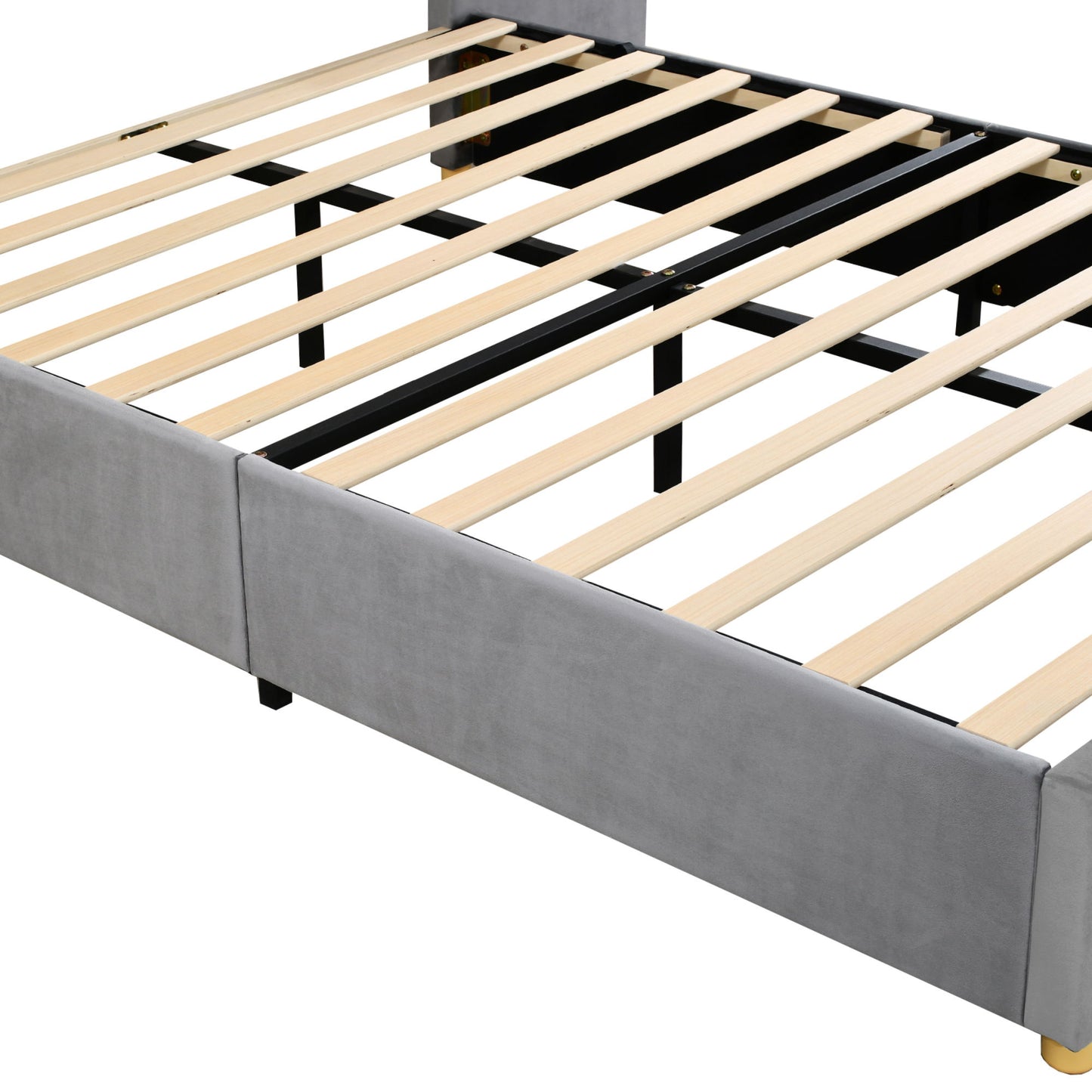 Upholstered Platform Bed, 2 Outlets And USB Charging Ports On Both Sides, 2 Bedside Pillows, Storage Shelves - The Sleep Loft - Online Mattress Showroom NYC