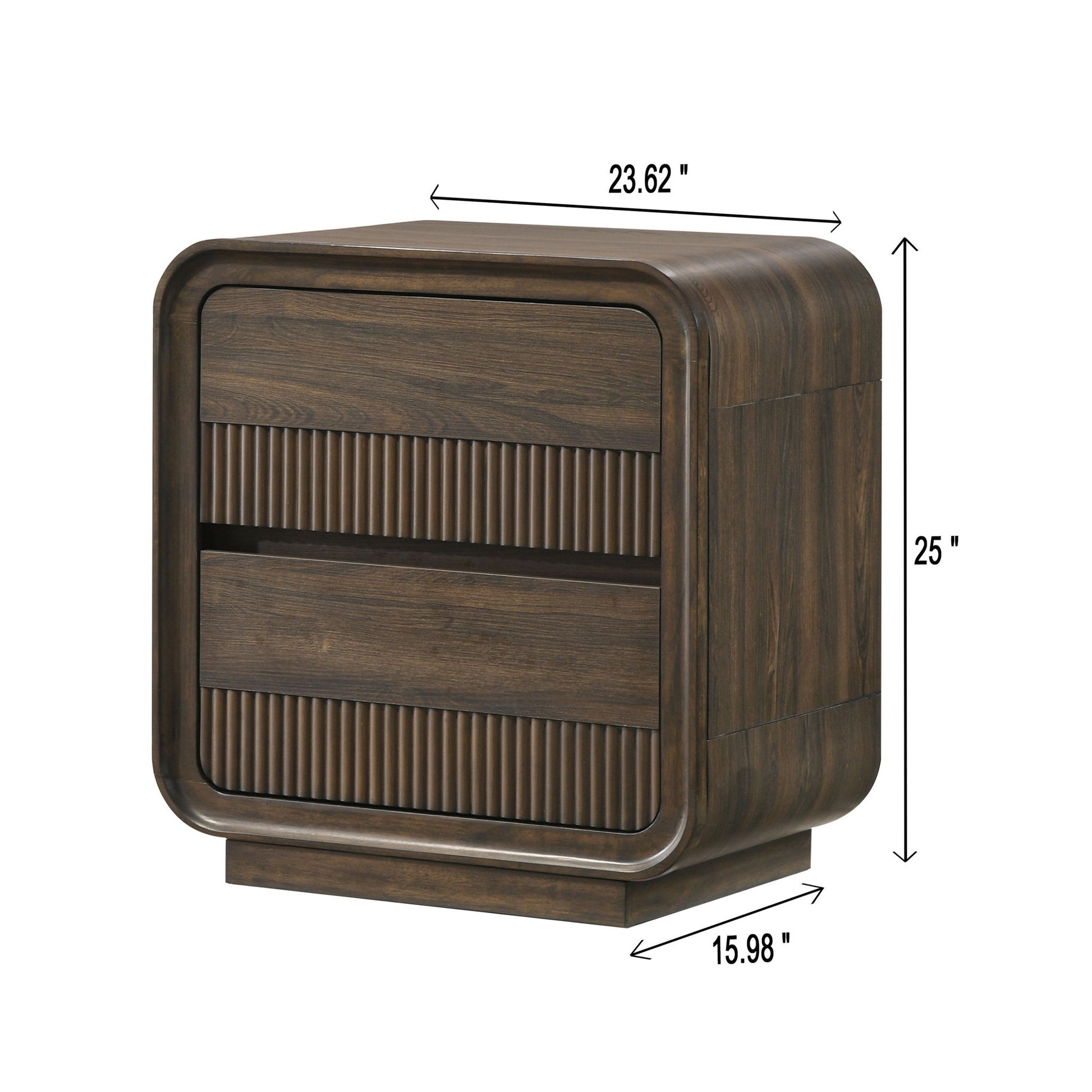 Flair Rounded Edges Nightstand, 2 Drawer Storage - Brown - The Sleep Loft - Online Mattress Showroom NYC