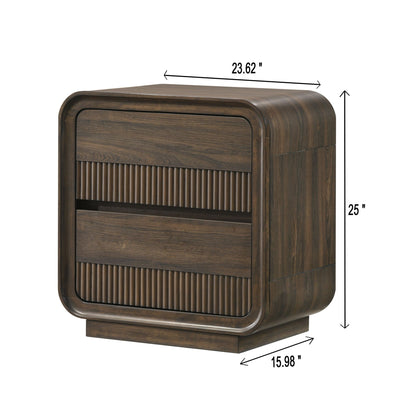 Flair Rounded Edges Nightstand, 2 Drawer Storage - Brown - The Sleep Loft - Online Mattress Showroom NYC