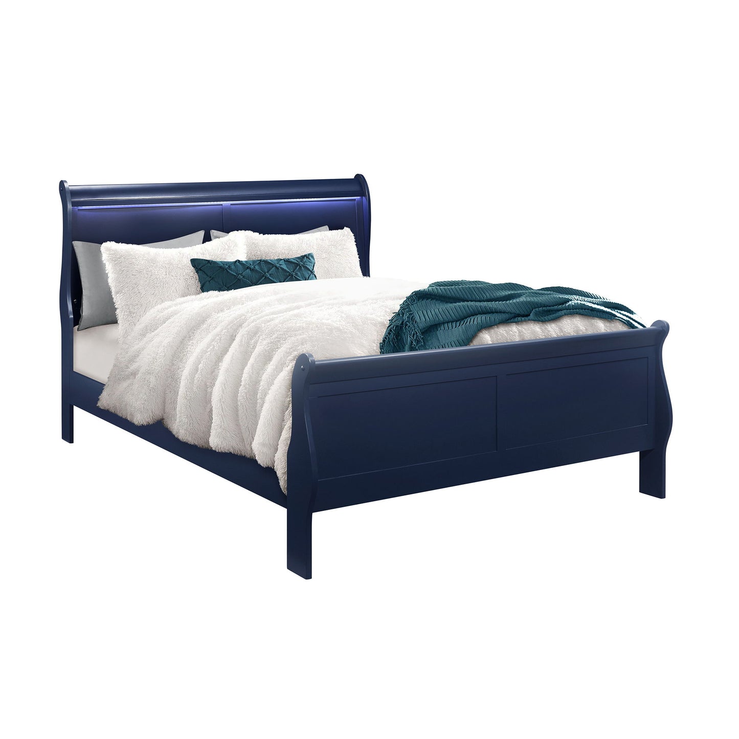 Charlston - Modern Sleigh Design Bed With LED - The Sleep Loft - Online Mattress Showroom NYC