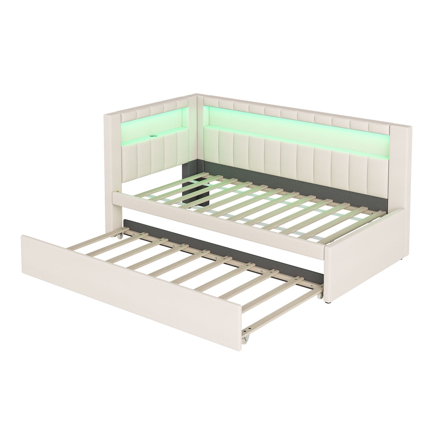 Upholstered Platform Bed With USB Ports And LED Belt - The Sleep Loft - Online Mattress Showroom NYC