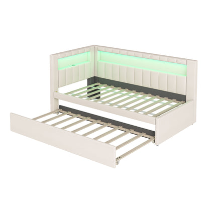 Upholstered Platform Bed With USB Ports And LED Belt - The Sleep Loft - Online Mattress Showroom NYC