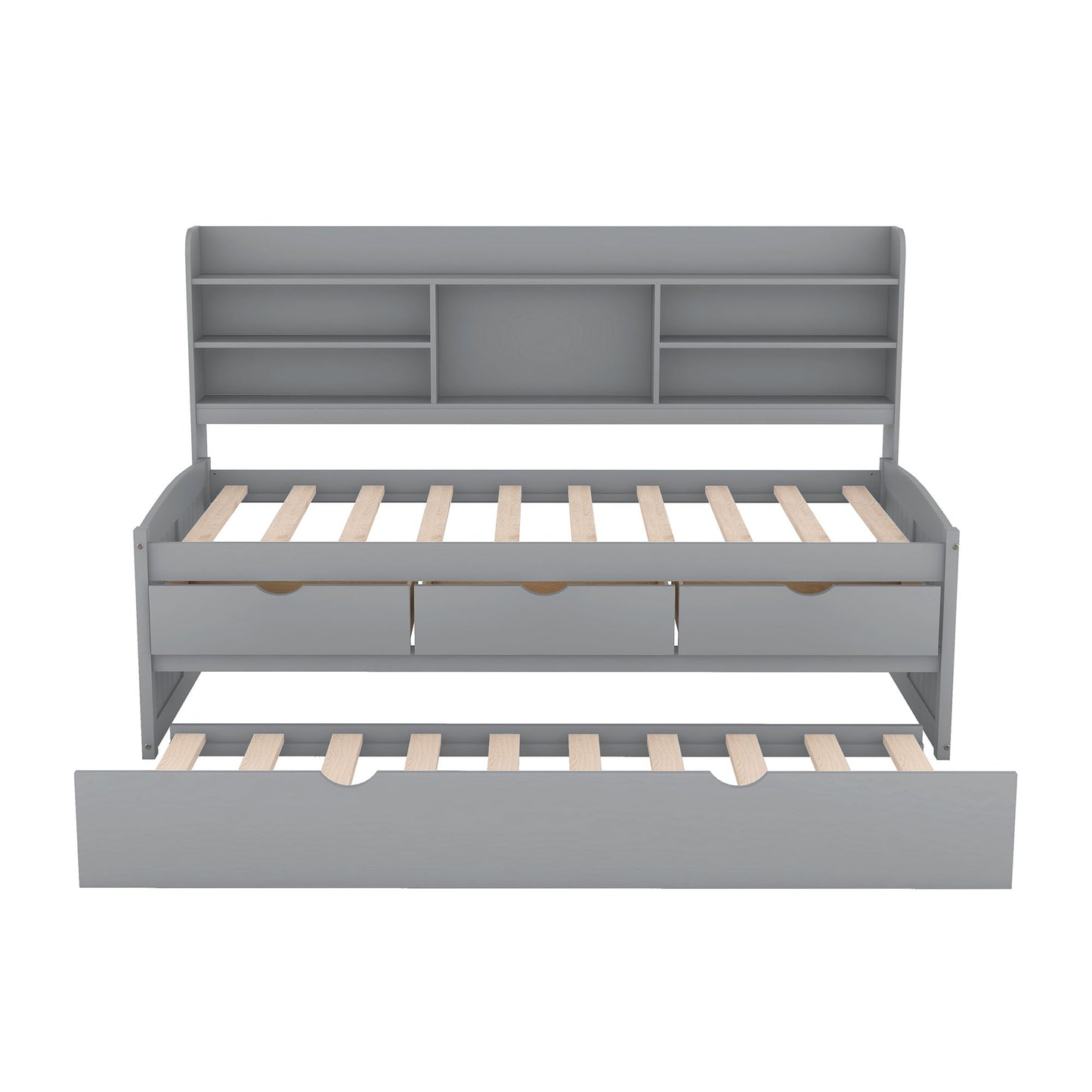 Captain Bed With Built In Bookshelves, 3 Storage Drawers, And Trundle - The Sleep Loft - Online Mattress Showroom NYC