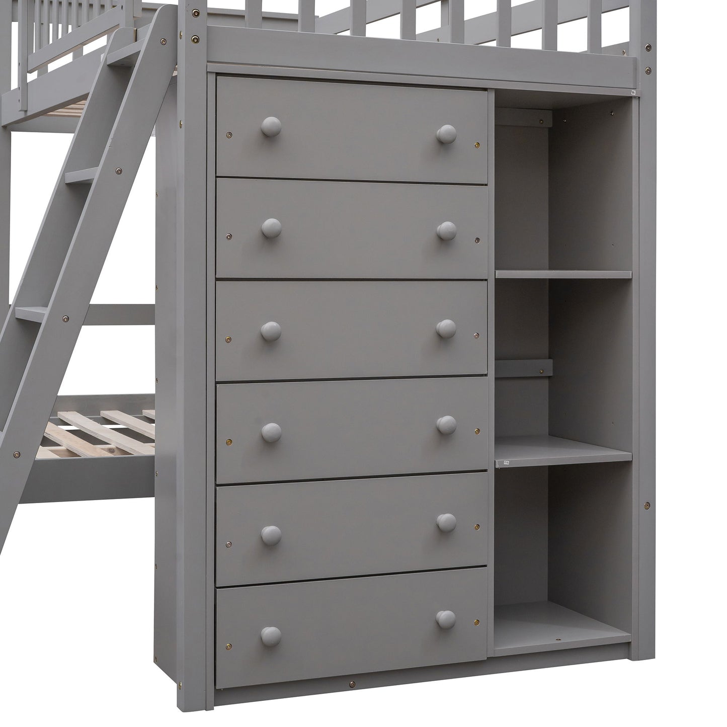 Bunk Bed With 6 Drawers And Flexible Shelves, Bottom Bed With Wheels - The Sleep Loft - Online Mattress Showroom NYC