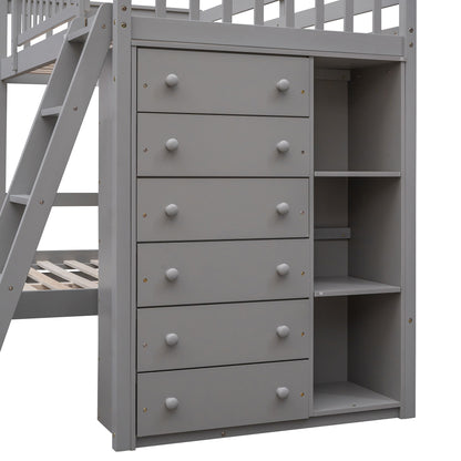 Bunk Bed With 6 Drawers And Flexible Shelves, Bottom Bed With Wheels - The Sleep Loft - Online Mattress Showroom NYC