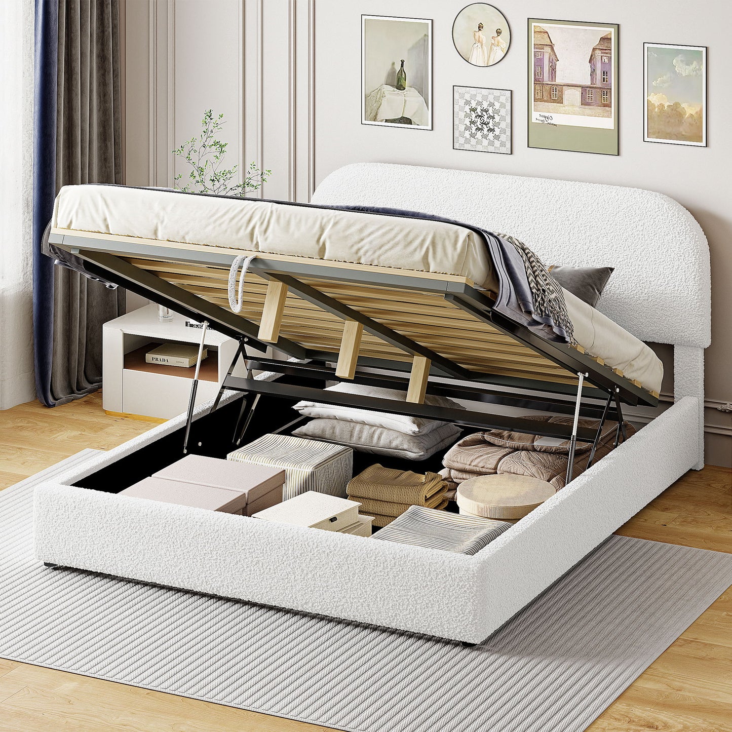 Upholstered Platform Bed With Hydraulic Storage System - The Sleep Loft - Online Mattress Showroom NYC