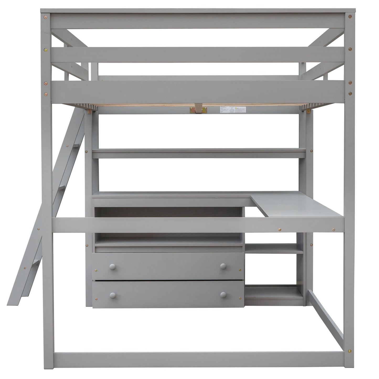 Modern Loft Bed With Built In Desk, Shelves, And 2 Drawers - The Sleep Loft - Online Mattress Showroom NYC