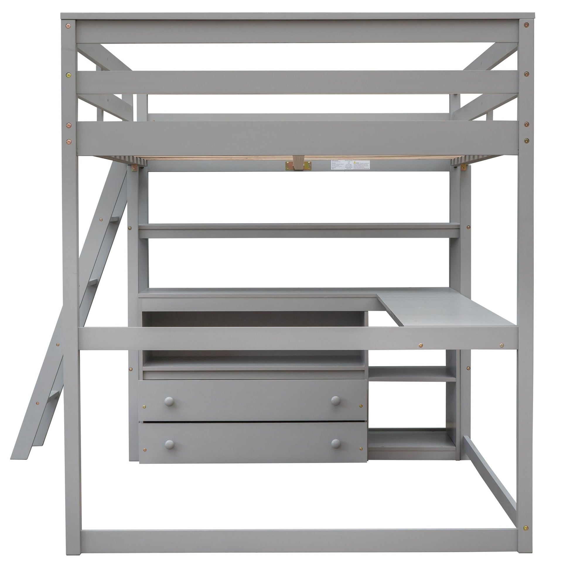 Modern Loft Bed With Built In Desk, Shelves, And 2 Drawers - The Sleep Loft - Online Mattress Showroom NYC