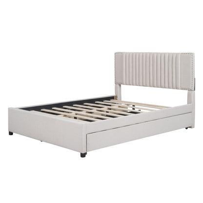 Upholstered Platform Bed With Drawers, Classic Headboard Design - The Sleep Loft - Online Mattress Showroom NYC