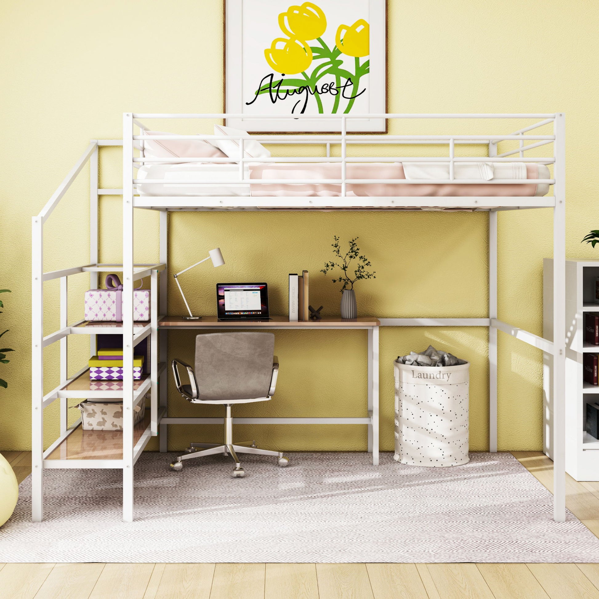 Loft Bed With Desk And Lateral Storage Ladder - The Sleep Loft - Online Mattress Showroom NYC