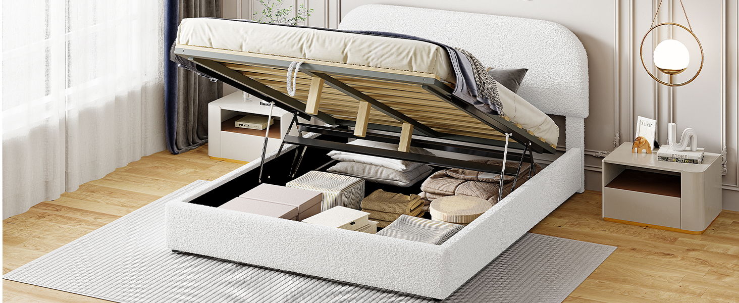 Upholstered Platform Bed With Hydraulic Storage System - The Sleep Loft - Online Mattress Showroom NYC