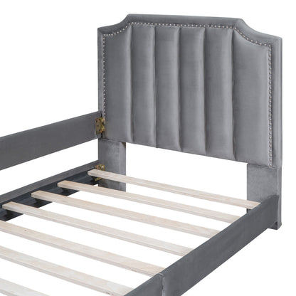 Upholstered Daybed With Classic Stripe Shaped Headboard - The Sleep Loft - Online Mattress Showroom NYC